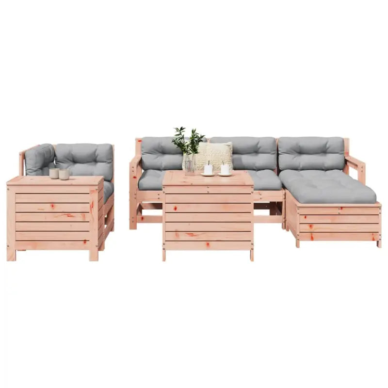 Modulair loungeset van massief grenenhout voor tuin en terras - Natuurlijk douglashout - Tuinsets
