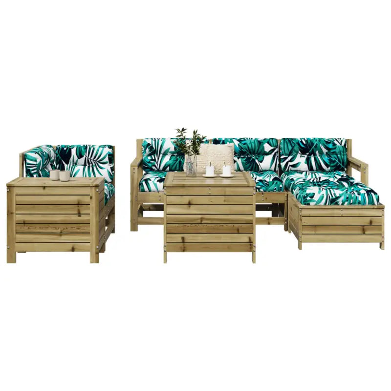 Modulair loungeset van massief grenenhout voor tuin en terras - Naturel geïmpregneerd - Tuinsets