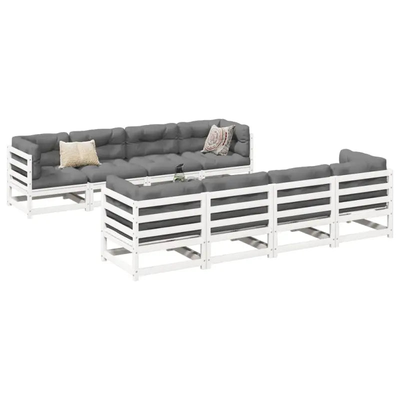 Modulair loungeset van massief grenenhout voor ultieme zitervaring - Wit / Nee - Tuinsets