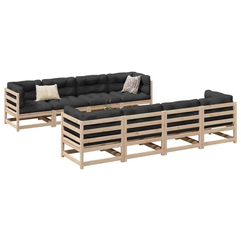 Modulair loungeset van massief grenenhout voor ultieme zitervaring - Natuurlijk grenenhout / Ja - Tuinsets