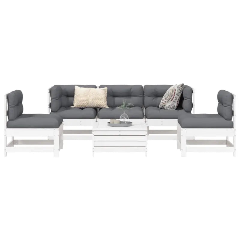 Modulair ontwerp houten loungeset met comfortabele afmetingen zitting - Wit - Tuinsets