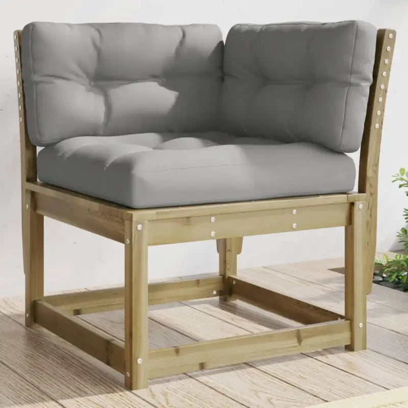 Modulair tuinbank van geïmpregneerd grenenhout met comfortabele kussens - Naturel geïmpregneerd / met kussens / 1