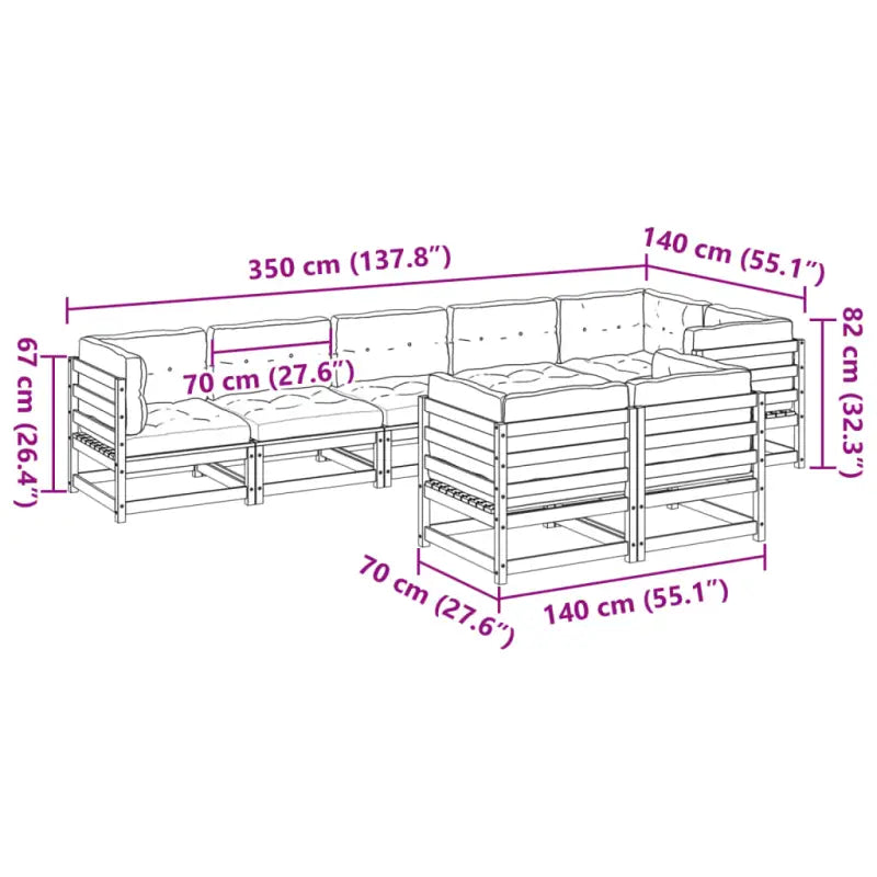 Modulair tuinset van massief grenenhout voor een comfortabele zitervaring - Tuinsets