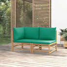Modulaire bamboe tuinbank met comfortabele afmetingen en rugkussen - Groen / 1 / hoek + midden - Modulaire tuinbanken