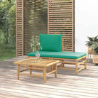 Modulaire bamboe tuinbank met comfortabele afmetingen en rugkussen - Groen / 1 / midden + voetensteun + Tafel