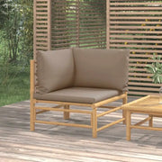 Modulaire bamboe tuinbank met comfortabele afmetingen en rugkussen - Modulaire tuinbanken