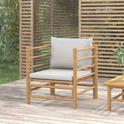Modulaire bamboe tuinbank met comfortabele afmetingen en rugkussen - Lichtgrijs / 1 / Fauteuil - Modulaire tuinbanken