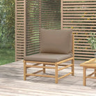 Modulaire bamboe tuinbank met comfortabele afmetingen en rugkussen - Taupe / 1 / Middenbank - Modulaire tuinbanken