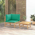 Modulaire bamboe tuinbank met comfortabele afmetingen en rugkussen - Groen / 1 / hoek + Tafel - Modulaire tuinbanken