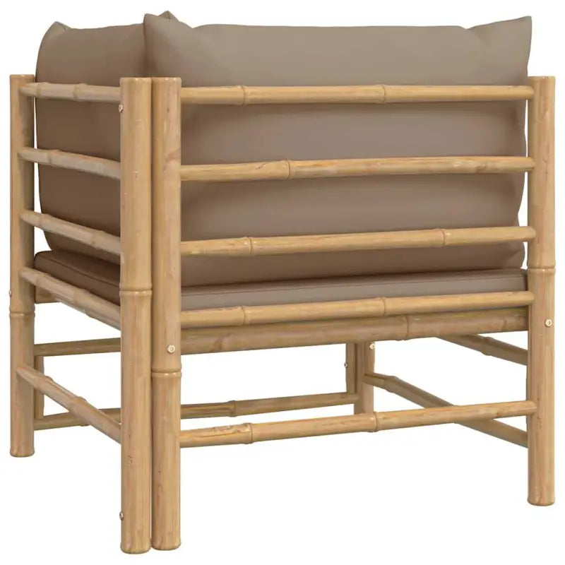 Modulaire bamboe tuinbank met comfortabele afmetingen en rugkussen - Modulaire tuinbanken