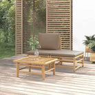 Modulaire bamboe tuinbank met comfortabele afmetingen en rugkussen - Taupe / 1 / midden + voetensteun + Tafel