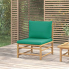 Modulaire bamboe tuinbank met comfortabele afmetingen en rugkussen - Groen / 1 / Middenbank - Modulaire tuinbanken