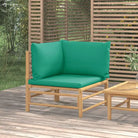 Modulaire bamboe tuinbank met comfortabele afmetingen en rugkussen - Groen / 1 / Hoekbank - Modulaire tuinbanken