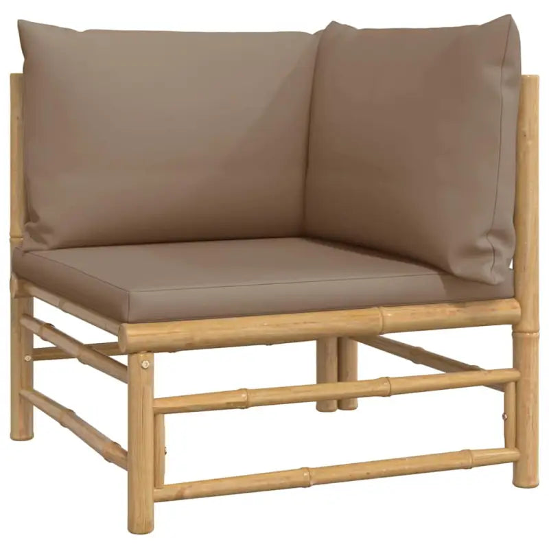 Modulaire bamboe tuinbank met comfortabele afmetingen en rugkussen - Modulaire tuinbanken