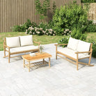 Modulaire Bamboe Tuinbank voor Buitenplezier - Crème / 1 / Bank + Tafel - Modulaire tuinbanken
