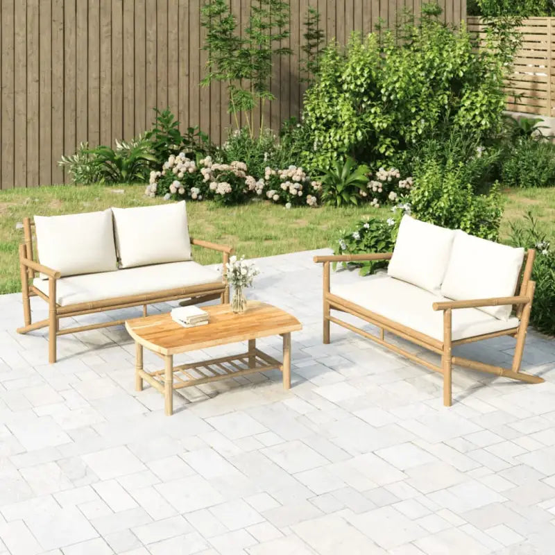Modulaire Bamboe Tuinbank voor Buitenplezier - Crème / 1 / Bank + Tafel - Modulaire tuinbanken