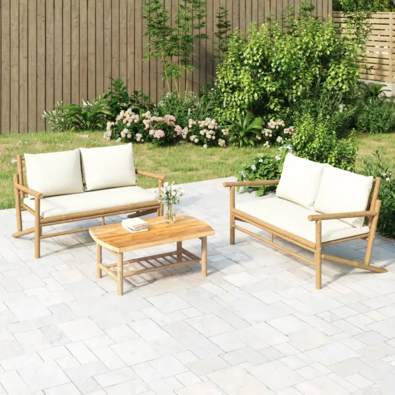 Modulaire Bamboe Tuinbank voor Buitenplezier - Crème / 1 / Bank - Modulaire tuinbanken