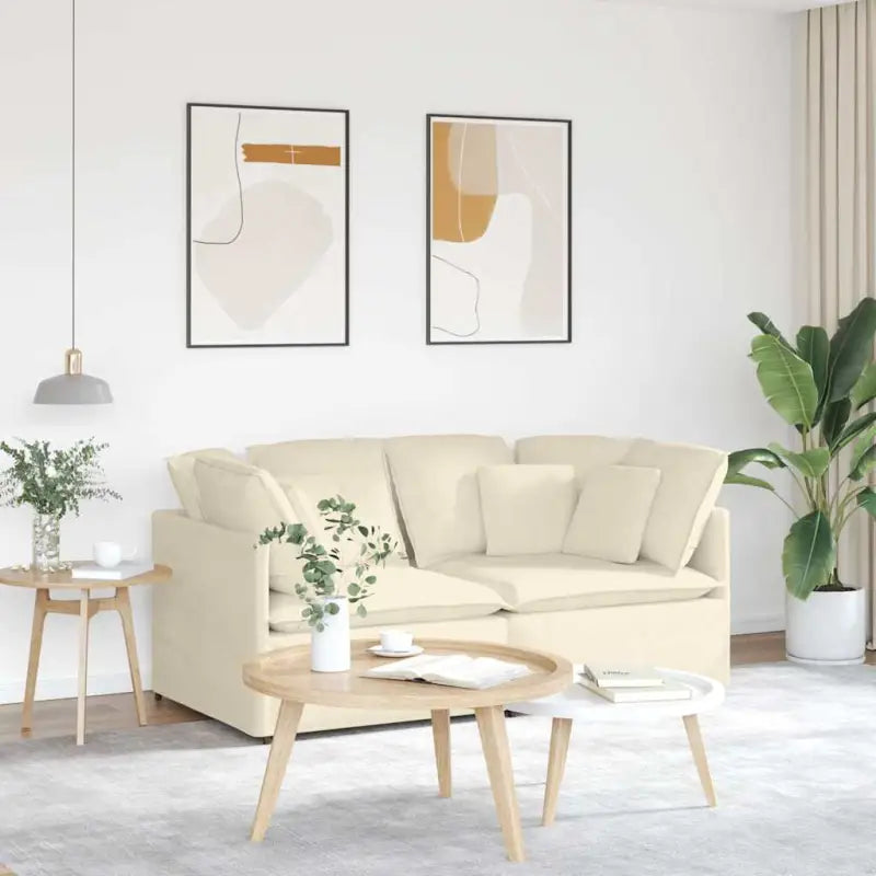 Modulaire bank in corduroy stof voor dagelijks gebruik en elegantie - Crème - Banken