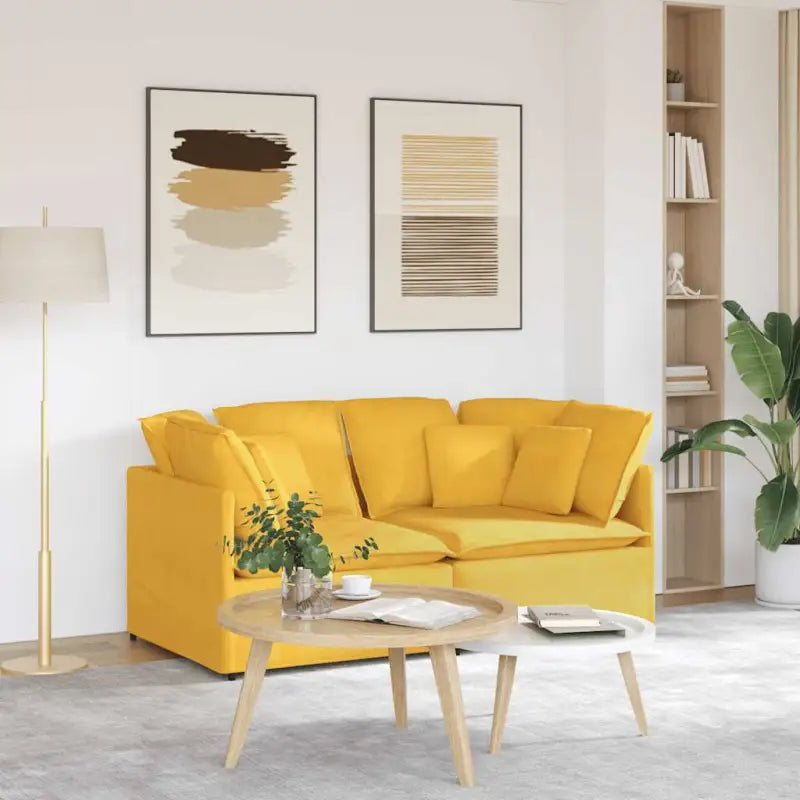 Modulaire bank in corduroy stof voor dagelijks gebruik en elegantie - Lichtgeel - Banken