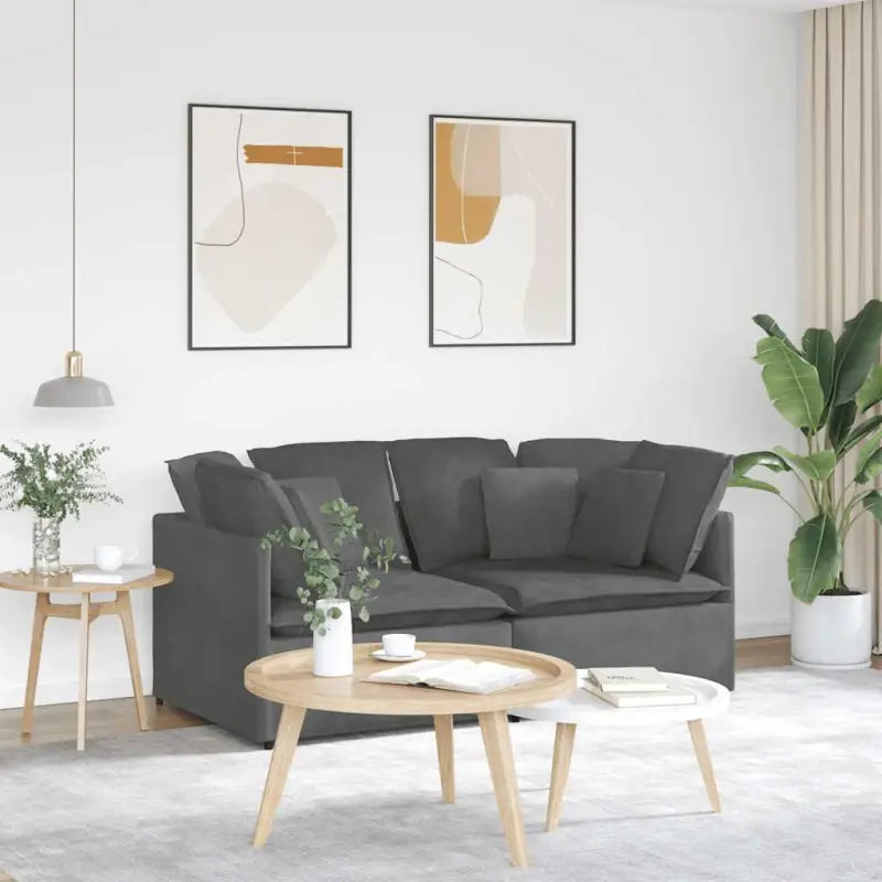 Modulaire bank in corduroy stof voor dagelijks gebruik en elegantie - Donkergrijs - Banken