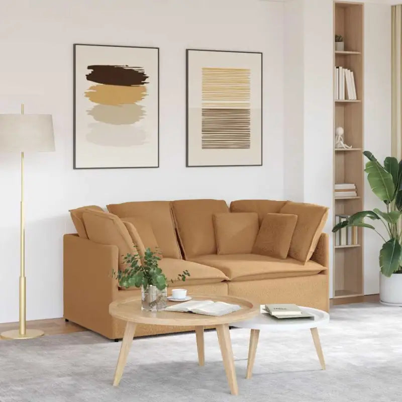 Modulaire bank in gekrulde wolachtige stof voor een luxe zithoek - Beige - Banken