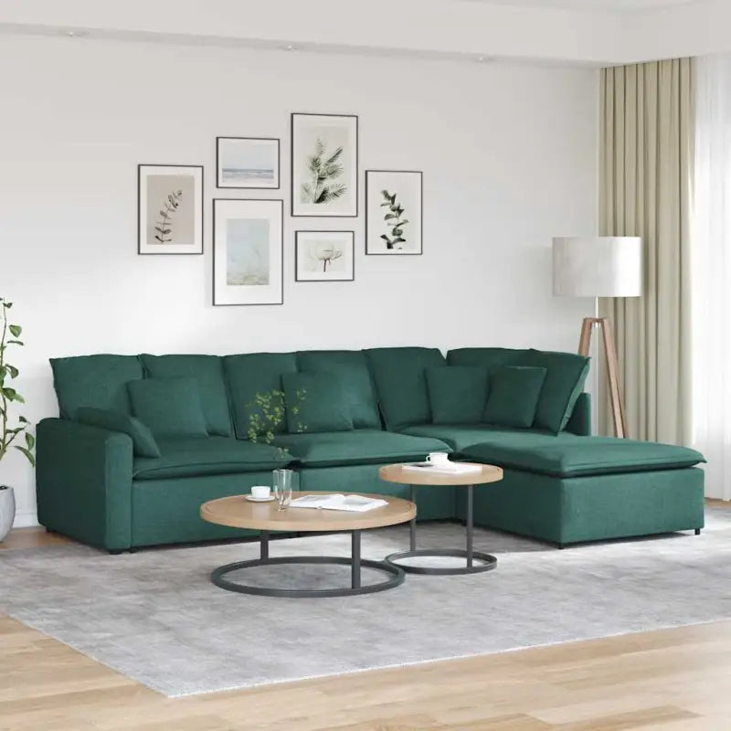 Modulaire bank met elegante afmetingen en comfortabele zitting - Donkergroen - Bankelementen