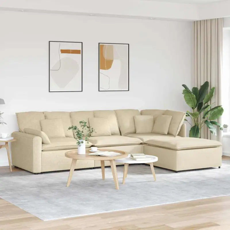Modulaire bank met elegante afmetingen en comfortabele zitting - Crème - Bankelementen