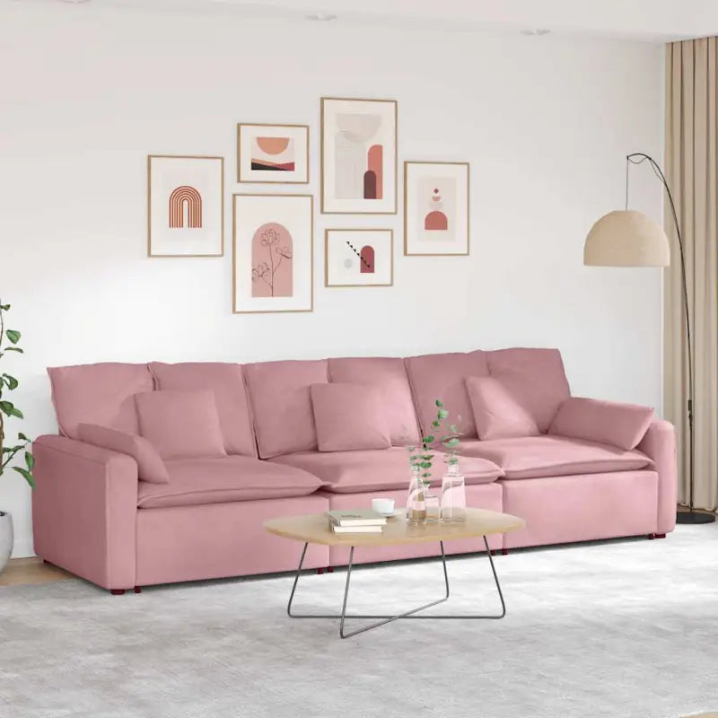 Modulaire bank met elegante armleuning en perfecte totale afmetingen - Roze - Bankelementen