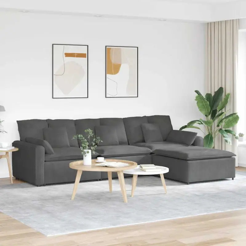 Modulaire bank met elegante design en totale afmetingen voor elke leefruimte - Donkergrijs - Bankelementen