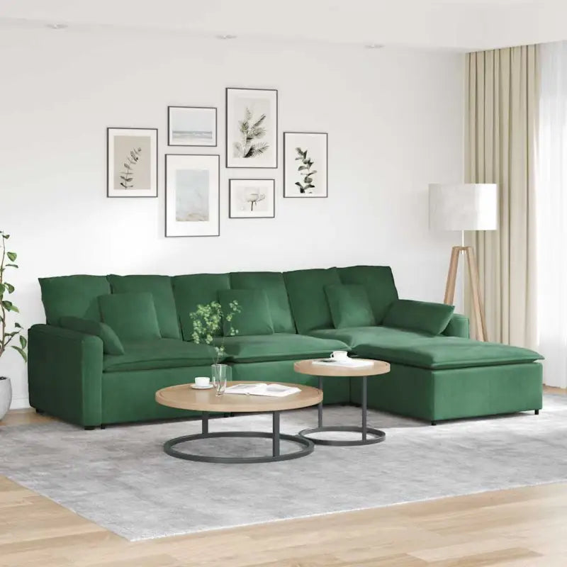 Modulaire bank met elegante design en totale afmetingen voor elke leefruimte - Donkergroen - Bankelementen
