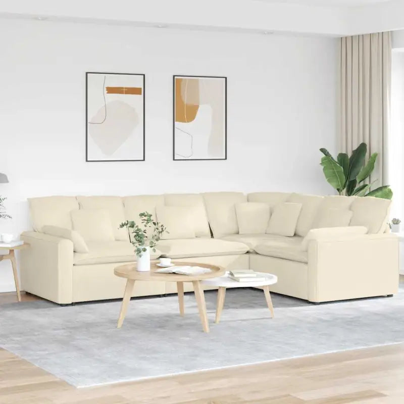 Modulaire bank met elegante uitstraling en perfecte totale afmetingen - Crème - Bankelementen