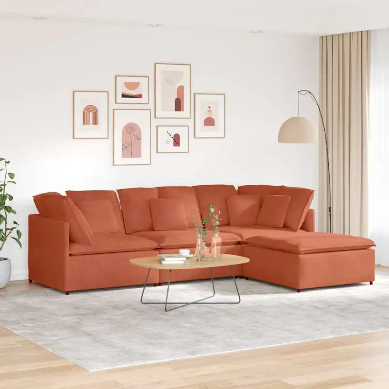 Modulaire bank met elegante vormgeving en perfecte afmetingen voor jouw woonkamer - Roodoranje - Banken