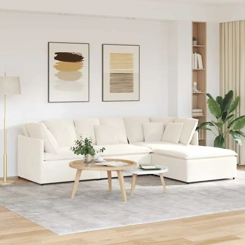 Modulaire bank met gekrulde wolachtige afmetingen zitting en elegante uitstraling - Crème - Banken