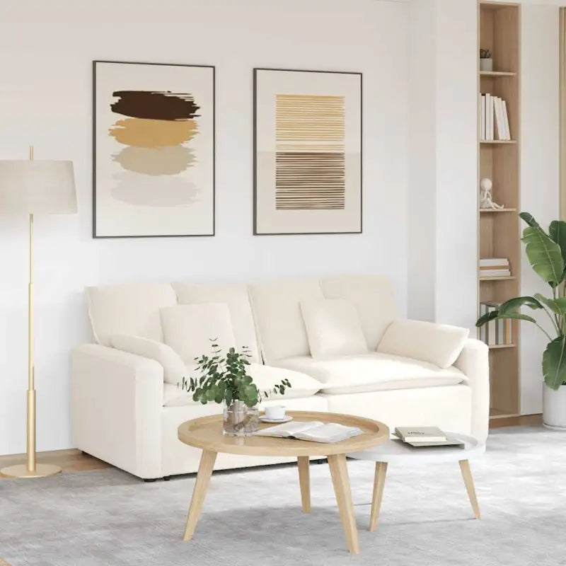 Modulaire bank met gekrulde wolachtige textuur voor dagelijks gebruik - Crème - Bankelementen