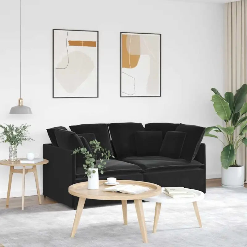 Modulaire bank met groot kussen voor dagelijks gebruik en elegant design - Zwart - Banken