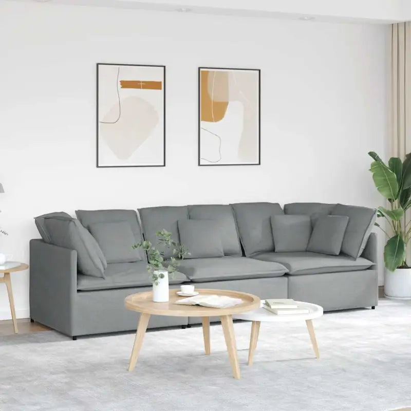 Modulaire bank voor dagelijks gebruik met elegante design en totale afmetingen - Lichtgrijs - Banken