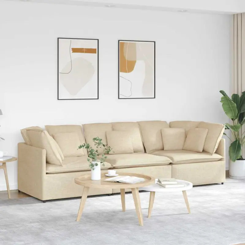 Modulaire bank voor dagelijks gebruik met elegante design en totale afmetingen - Crème - Banken