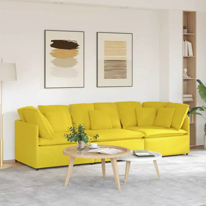 Modulaire bank voor dagelijks gebruik met elegante design en totale afmetingen - Lichtgeel - Banken