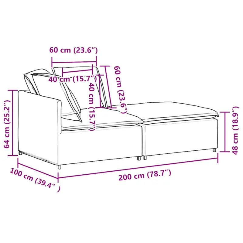 Modulaire bank voor dagelijks gebruik met elegante vormgeving en totale afmetingen - Bankelementen