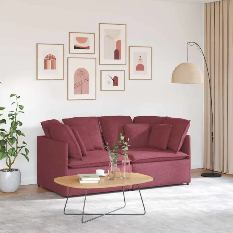 Modulaire bank voor dagelijks gebruik met groot kussen en elegant design - Wijnrood - Banken