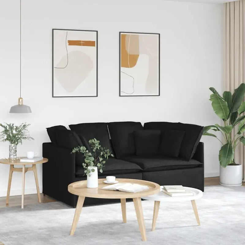 Modulaire bank voor dagelijks gebruik met groot kussen en elegant design - Zwart - Banken