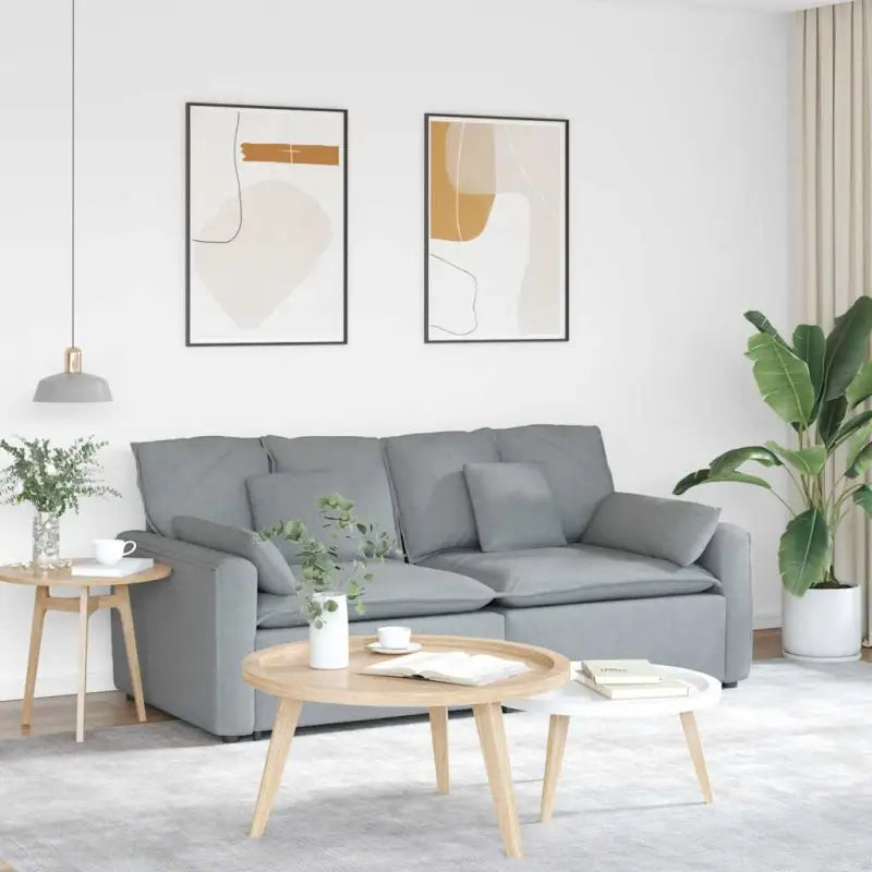 Modulaire bank voor dagelijks gebruik met perfecte totale afmetingen - Lichtgrijs - Bankelementen