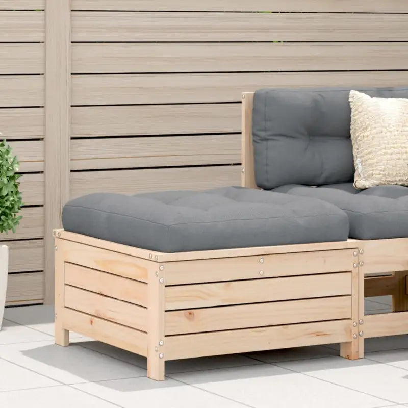 Modulaire houten tuinbank met kussen voor terras en tuinfeesten - Onbehandeld / Antracietkleurig / 1 / voetensteun