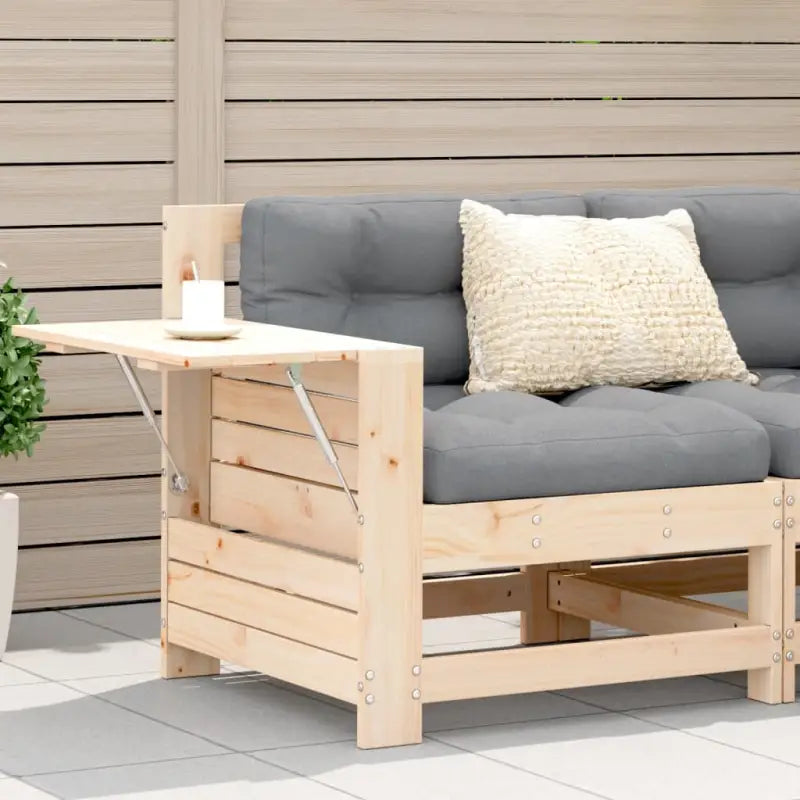Modulaire houten tuinbank met kussen voor terras en tuinfeesten - Onbehandeld / Antracietkleurig / 1 / Hoekbank