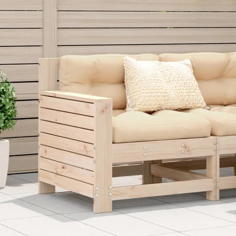 Modulaire houten tuinbank met kussen voor terras en tuinfeesten - Onbehandeld / Beige / 1 / Hoekbank - Modulaire