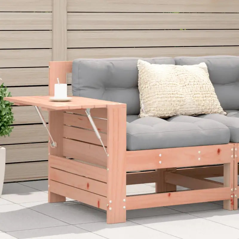 Modulaire houten tuinbank met kussen voor terras en tuinfeesten - Onbehandeld / Grijs / 1 / Hoekbank met bijzettafel