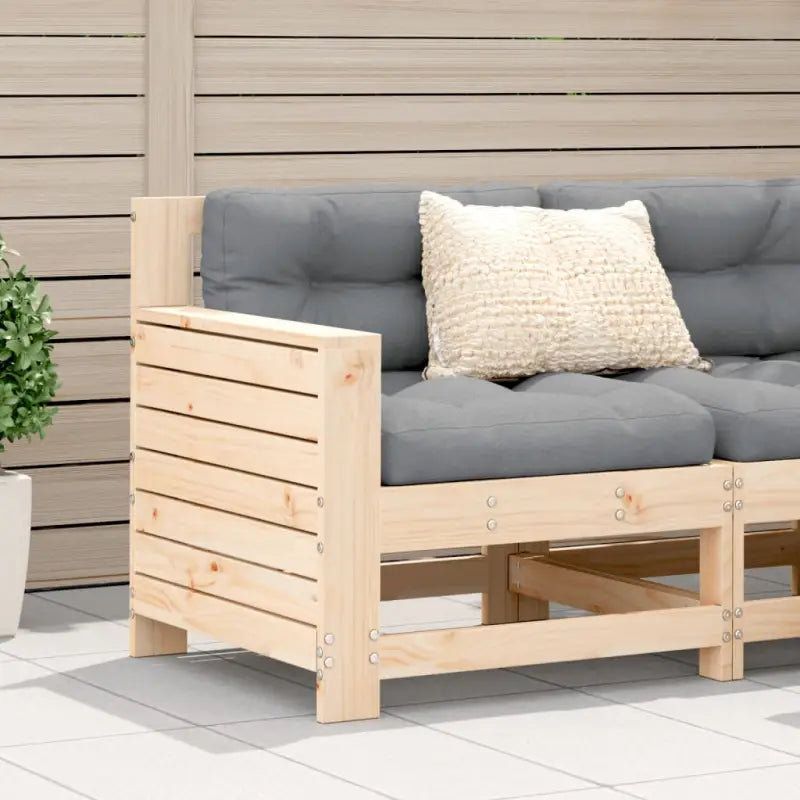 Modulaire houten tuinbank met kussen voor terras en tuinfeesten - Onbehandeld / Antracietkleurig / 1 / Hoekbank
