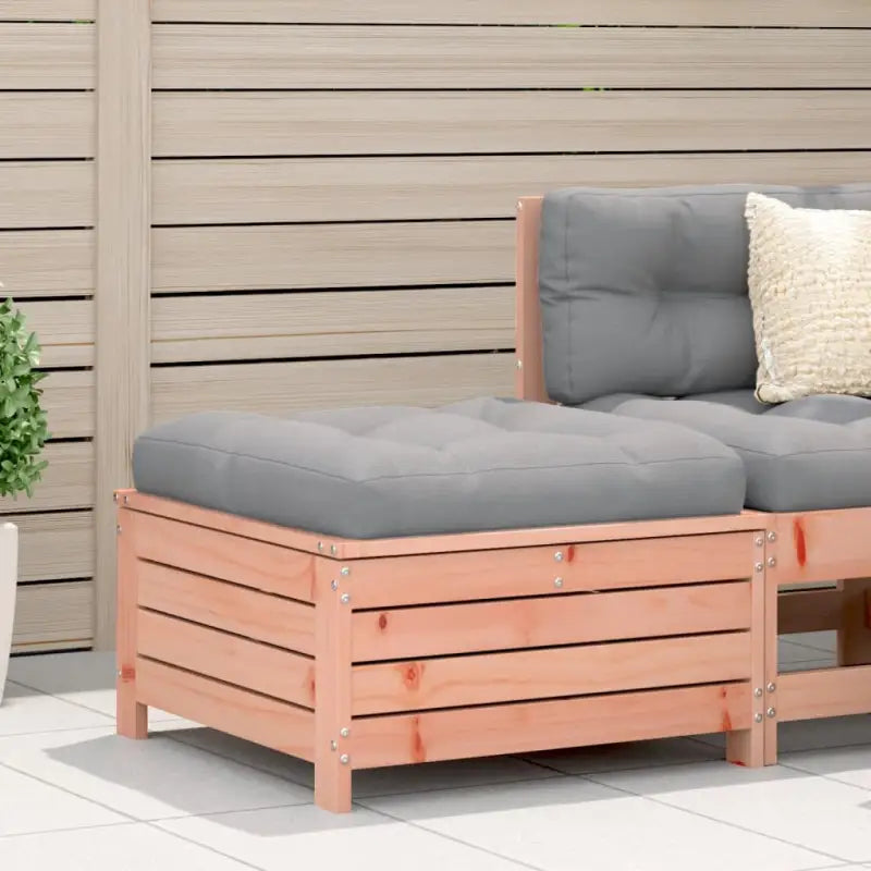Modulaire houten tuinbank met kussen voor terras en tuinfeesten - Onbehandeld / Grijs / 1 / voetensteun - Modulaire