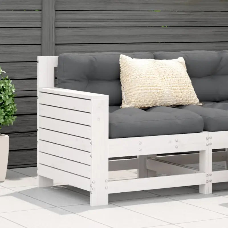 Modulaire houten tuinbank met kussen voor terras en tuinfeesten - Wit / Antracietkleurig / 1 / Hoekbank - Modulaire
