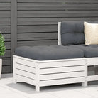 Modulaire houten tuinbank met kussen voor terras en tuinfeesten - Wit / Antracietkleurig / 1 / voetensteun - Modulaire